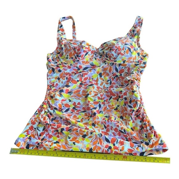 Anne Cole Orange Navy Retro TwistFront Underwire Tankini Swim size 34C/36B - Picture 3 of 15